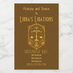 Create Your Own Elegant Gold Art Deco Libra Wine Label