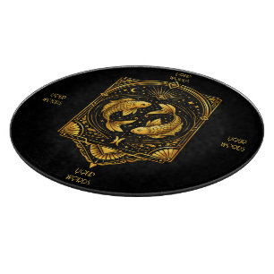 Create Your Own Elegant Gold Art Deco Pisces Cutting Board