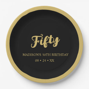 Create Your Own Elegant Gold & Black  Paper Plate