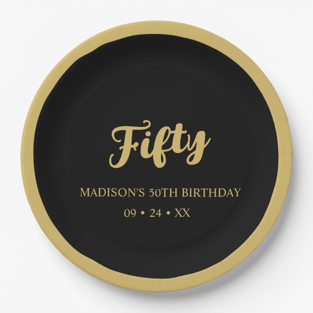 Create Your Own Elegant Gold & Black  Paper Plate (Front)