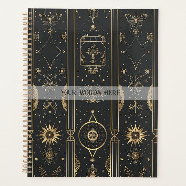 Create Your Own Elegant Gold Mystical Stripes Planner (Front)