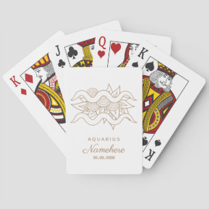 Create Your Own Elegant Gold & White Aquarius Playing Cards