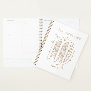 Create Your Own Elegant Gold & White Virgo Zodiac Planner