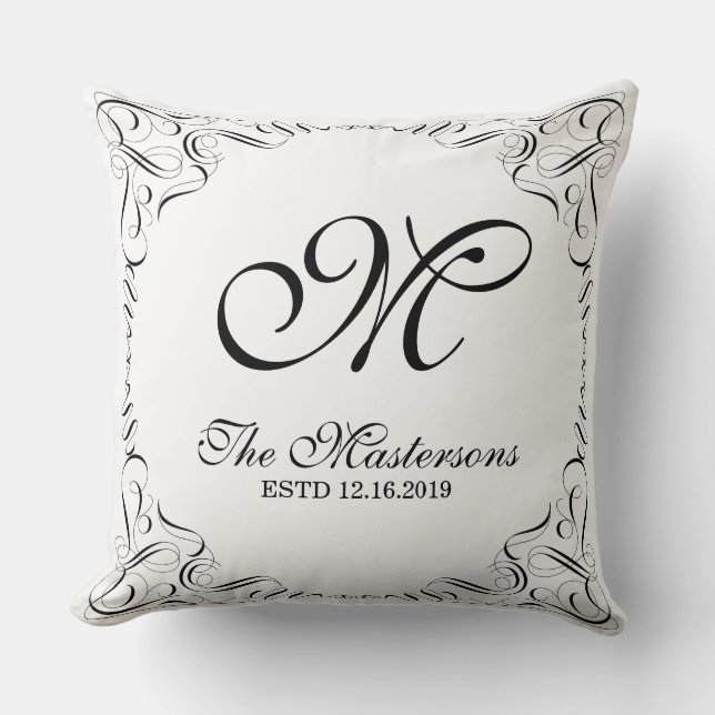 Create Your Own Elegant Graceful Wedding Monogram Cushion (Front)