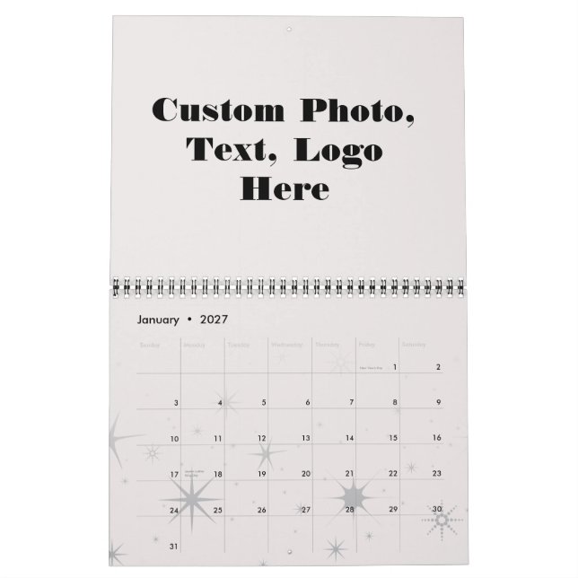 Create Your Own Elegant Modern Custom Personalised Calendar (Jan 2027)