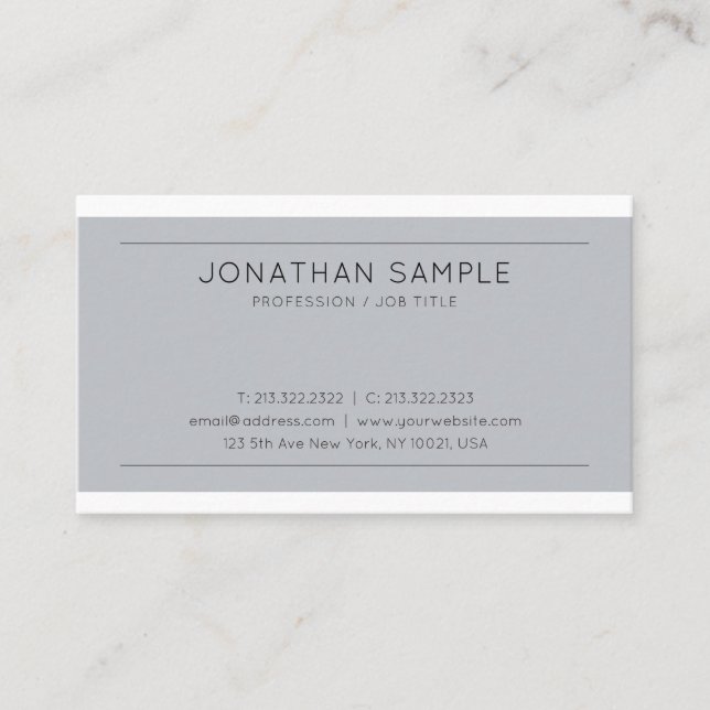 Create Your Own Elegant Modern Design Plain Business Card (Front)