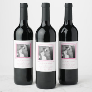Create Your Own Elegant Pink Photo Wine Label