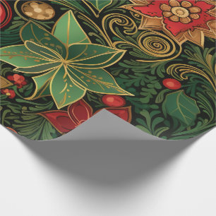 Create Your Own Elegant Poinsettias & Baubles Wrapping Paper