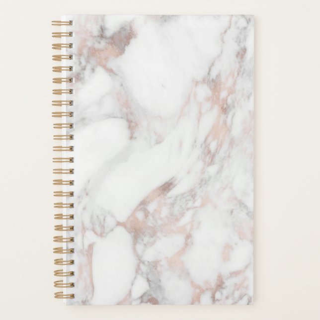 Create Your Own Elegant Rose Gold Marble Blank Planner (Front)