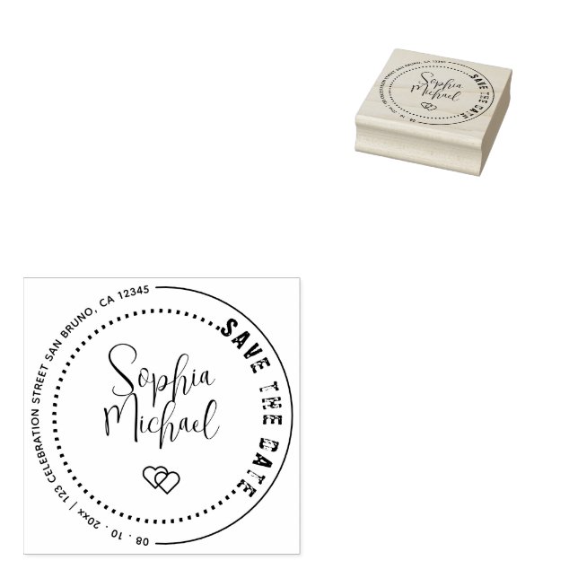 Create your Own | Elegant Save The Date Wedding Rubber Stamp (Stamped)