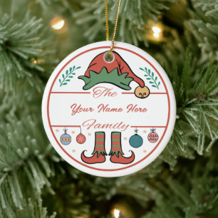 Create Your Own Elf Name & Year Christmas Ceramic Ornament
