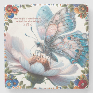 Create Your Own Enchanted Floral Butterfly Stone Coaster
