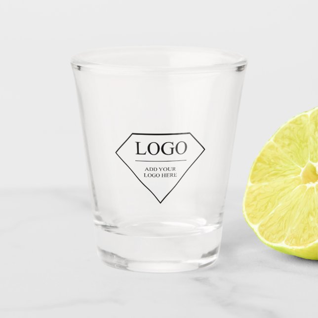 Create Your Own Engagement Modern Unique Add Logo Shot Glass (Front)