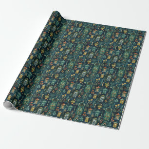 Create Your Own Exotic Secret Garden Doors Green Wrapping Paper