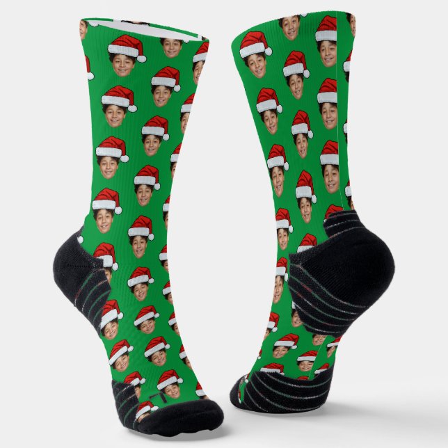 Create Your Own Face Santa Hat Socks (Angled)