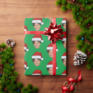 Create Your Own Face Santa Hat Wrapping Paper