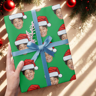 Create Your Own Face Santa Hat Wrapping Paper