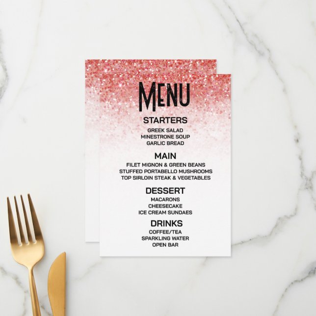 Create Your Own Falling Red Glitter Menu (Front/Back In Situ)