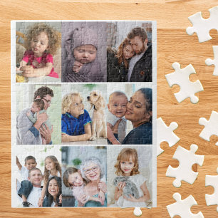 Create your own Family Custom 9 Photo Collage Jigsaw Puzzle