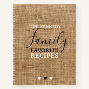 Create Your Own Family Favourite Recipes Burlap Notebook