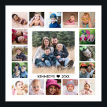 Create Your Own Family Name 17 Photo Collage   Poster<br><div class="desc">Create your own photo collage poster with 17 of your favourite pictures on a white background.Personalise with family name and established date.</div>