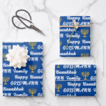 Create Your Own Family Name Happy Hanukkah   Wrapping Paper Sheet<br><div class="desc">Create Your Own Family Name Happy Hanukkah Wrapping Paper Sheets</div>