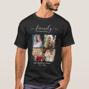 Create Your Own Family Name Quote 4 Photo Collage T-Shirt
