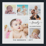 Create Your Own Family Name Quote 5 Photo Collage Faux Canvas Print<br><div class="desc">Modern 5 photo collage canvas print with' family is everything ' quote typography.</div>