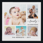 Create Your Own Family Name Quote 5 Photo Collage Faux Canvas Print<br><div class="desc">Modern 5 photo collage canvas print with' family is everything ' quote typography.</div>