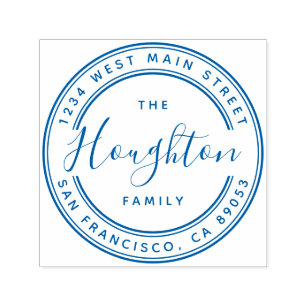 Create Your Own Family Name Round Return Address Self-inking Stamp