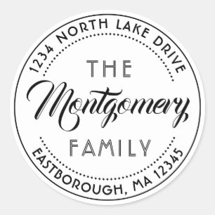 Create Your Own Family Name Script Return Address Classic Round Sticker