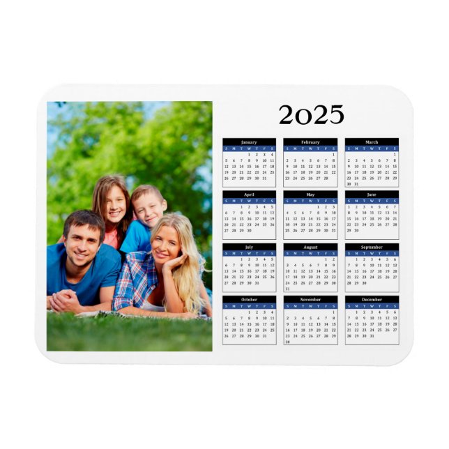 Create Your Own Family Photo 2025 Calendar Magnet (Horizontal)