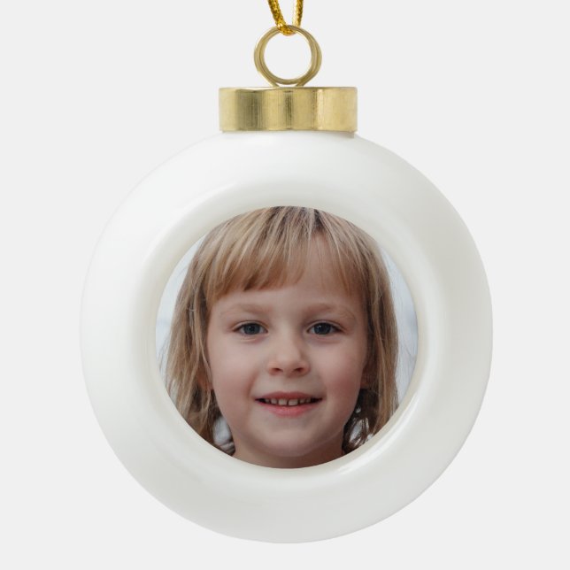 Create Your Own Family Photo Ceramic Ball Christmas Ornament (Front)