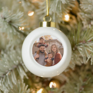 Create Your Own Family Photo Ceramic Ball Christmas Ornament