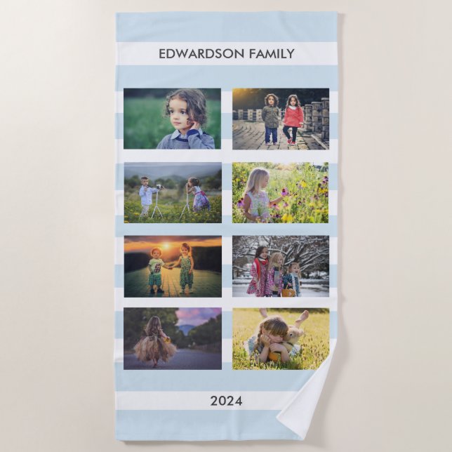 Create your own family photo collage beach towel (Front)