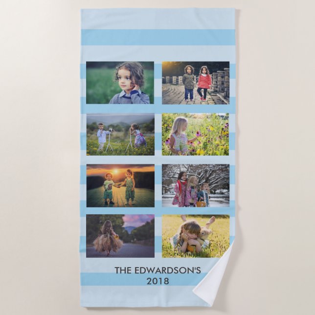 Create your own family photo collage beach towel (Front)