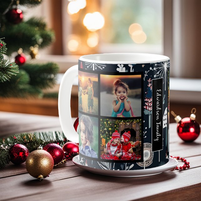 Create your own family photo collage Christmas Coffee Mug (Create your own family photo collage Christmas Coffee Mug. You can add your own photos and name.)