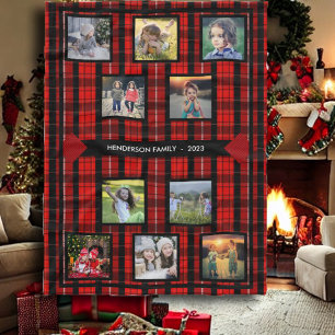 Create your own family photo collage family name fleece blanket