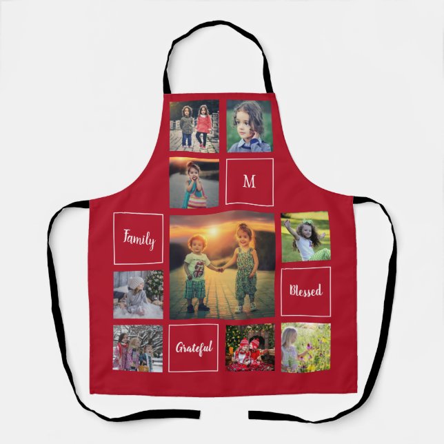 Create your own family photo collage monogram apro apron (Front)