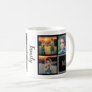 Create your own family photo collage monogram coffee mug