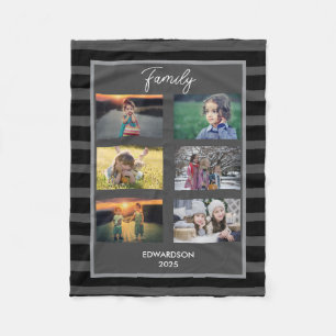 Create your own family photo collage monogram name fleece blanket