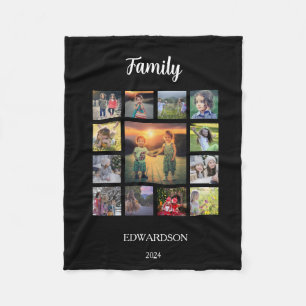 Create your own family photo collage monogram name fleece blanket