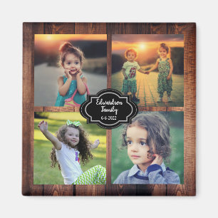 Create your own family photo collage monogram name magnet