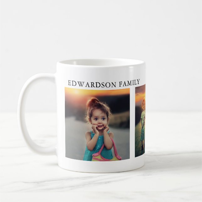 Create your own family photo collage monogrammed coffee mug (Left)