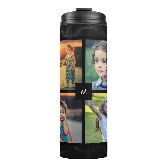 Create your own family photo collage monogrammed thermal tumbler (Front)