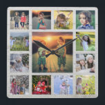 Create your own family photo collage rustic wood s square wall clock<br><div class="desc">Create your own family photo collage,  rustic driftwood,  Square Wall Clock.
Add your own most beautiful photos and create a very personal and unique clock.</div>