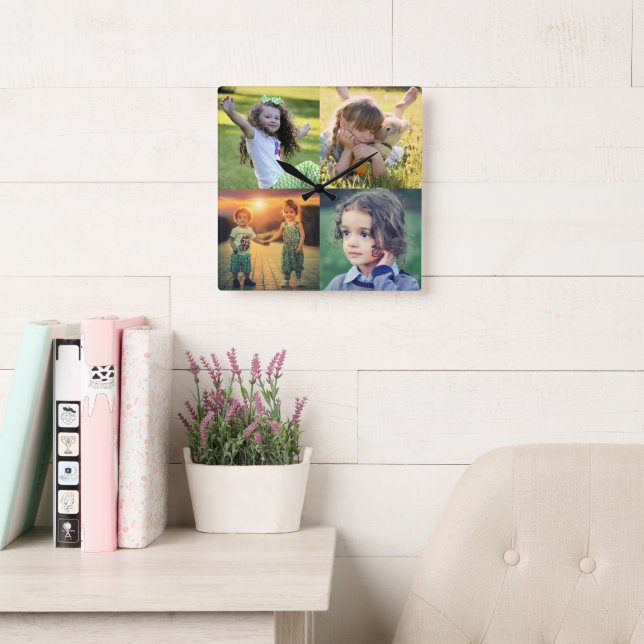 Create your own family photo collage square wall clock (Reading Room)