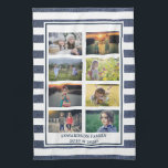 Create your own family photo collage striped tea towel<br><div class="desc">Make your own most beautiful family photo collage kitchen towel.
You can personalise it and add your most beautiful photos.</div>