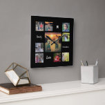Create your own family photo collage unique square wall clock<br><div class="desc">Create your own family photo collage script and monogrammed wall clock
Add your own personal photos,  text,  quotes,  monogram to personalise.</div>