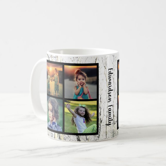 Create your own family photo collage winter trees coffee mug (Front Left)